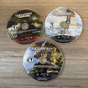 Uncharted 1, 2, & 3 Trilogy Bundle Lot‎ (Sony PlayStation 3) Discs Only